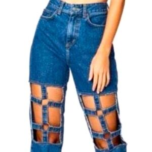 NWT CARMAR Hermia Sirius Cage Chain Non Stretch High Rise Jeans Size 26